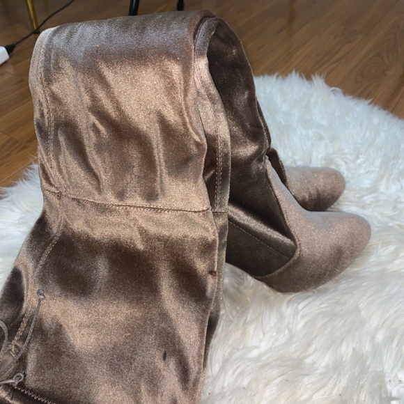Brown Velvet high knee boots from Charlotte Russe - Picture 2 of 4